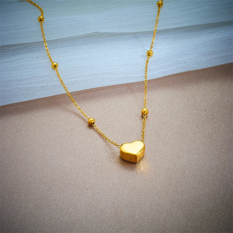 316L Edelstahl Goldene Herz Liebes Kette