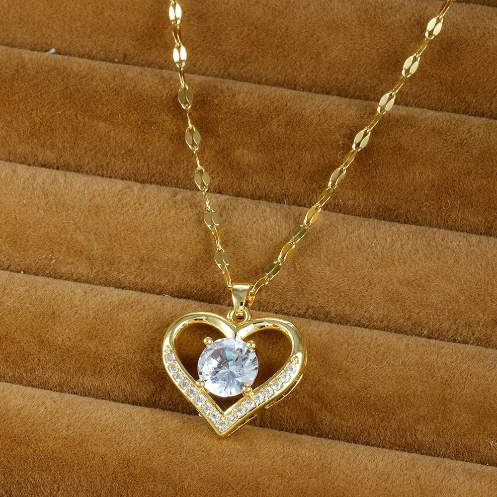 Htpwe Künstliche Edelsteine Herz Anhänger Halskette