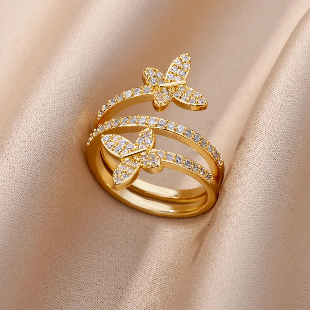 Zirkon Schmetterling Ringe