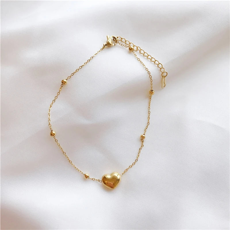 316L Edelstahl Goldene Herz Liebes Kette