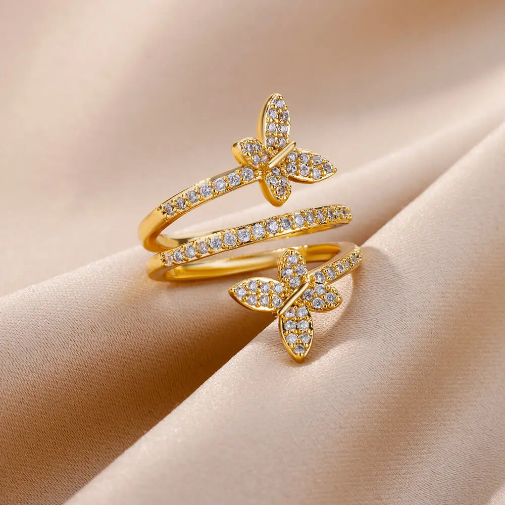 Zirkon Schmetterling Ringe