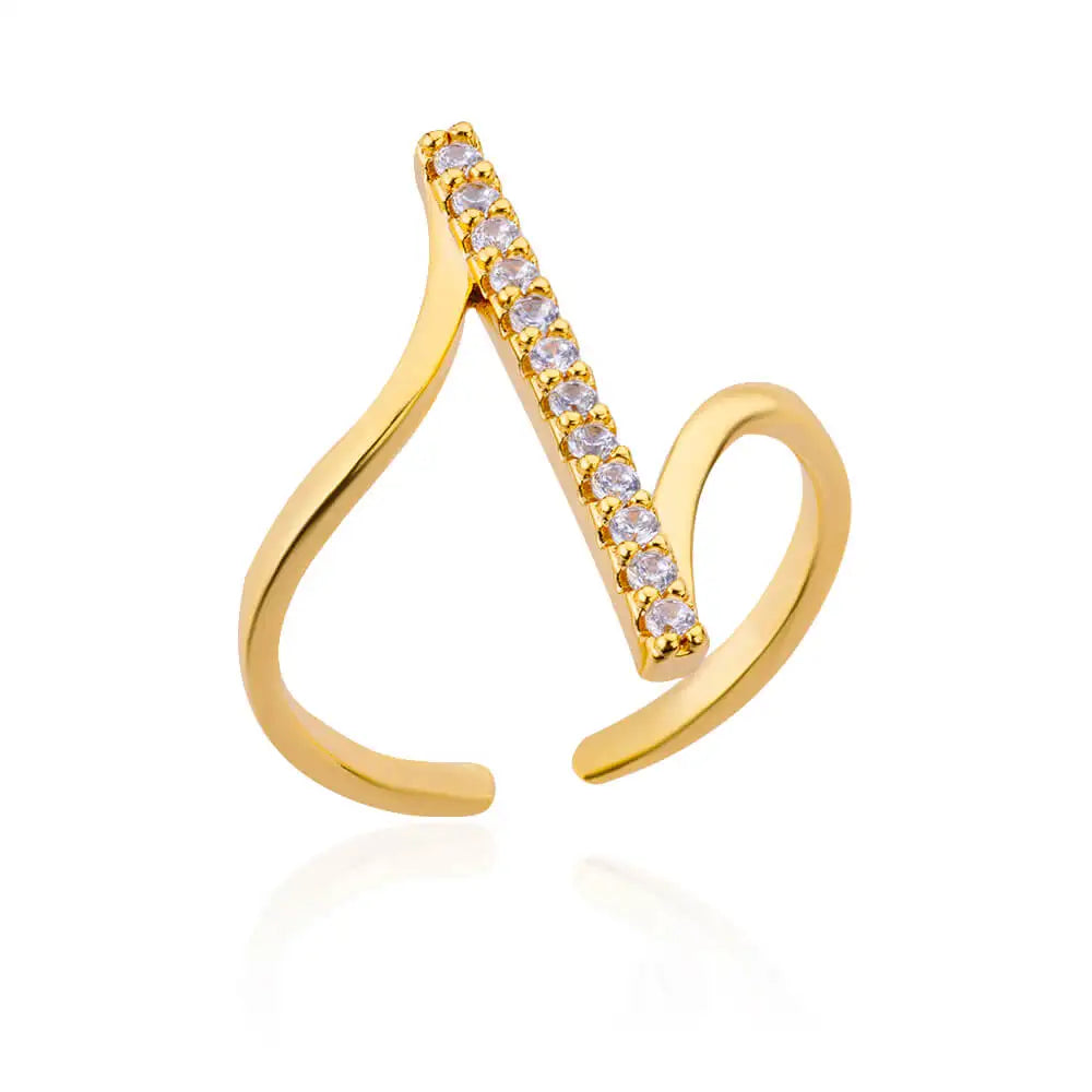 Zirkon Geometrische Ringe Für Frauen Gold Farbe Edelstahl Öffnung Ring